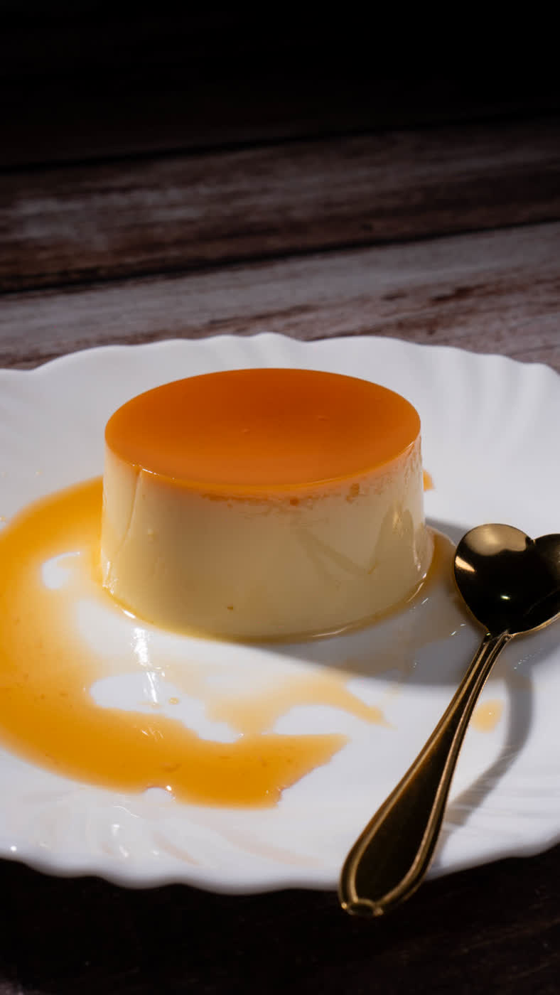 Pudim de leite com calda de caramelo